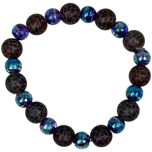 Bundle of 3 stretchy beaded bracelets, pink, blue, purple, turquoise colors NEW - Picture 5 of 10